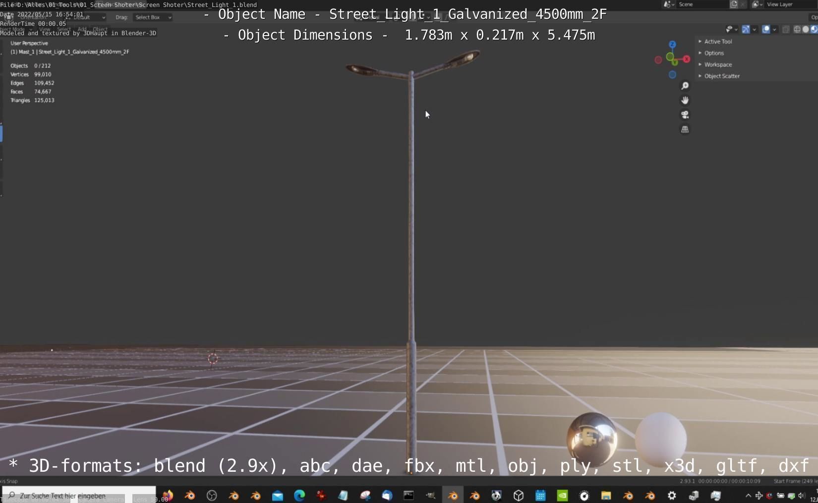 Street Light 1 Galvanized 4500mm 2F Low-poly 3D model_26