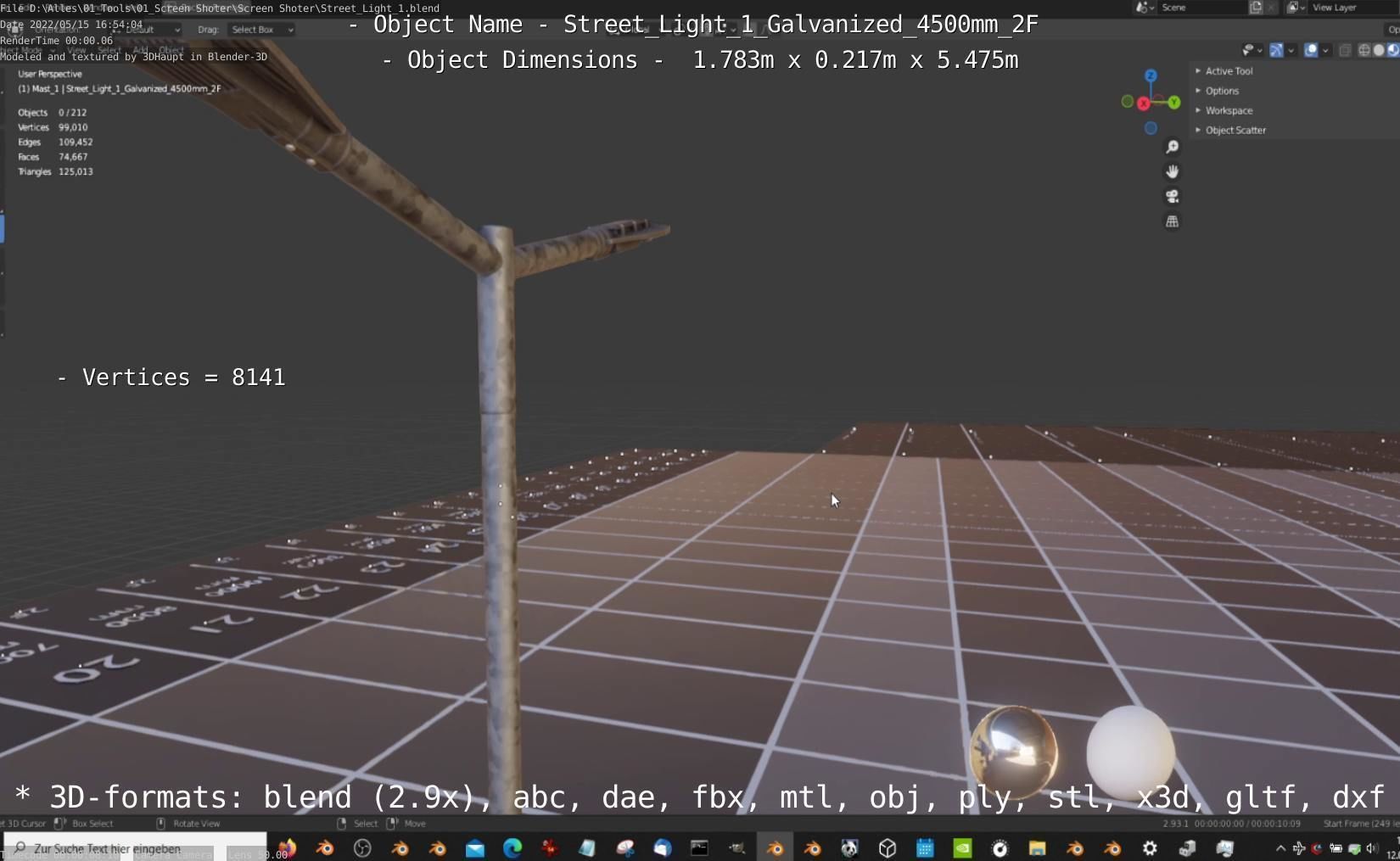 Street Light 1 Galvanized 4500mm 2F Low-poly 3D model_36