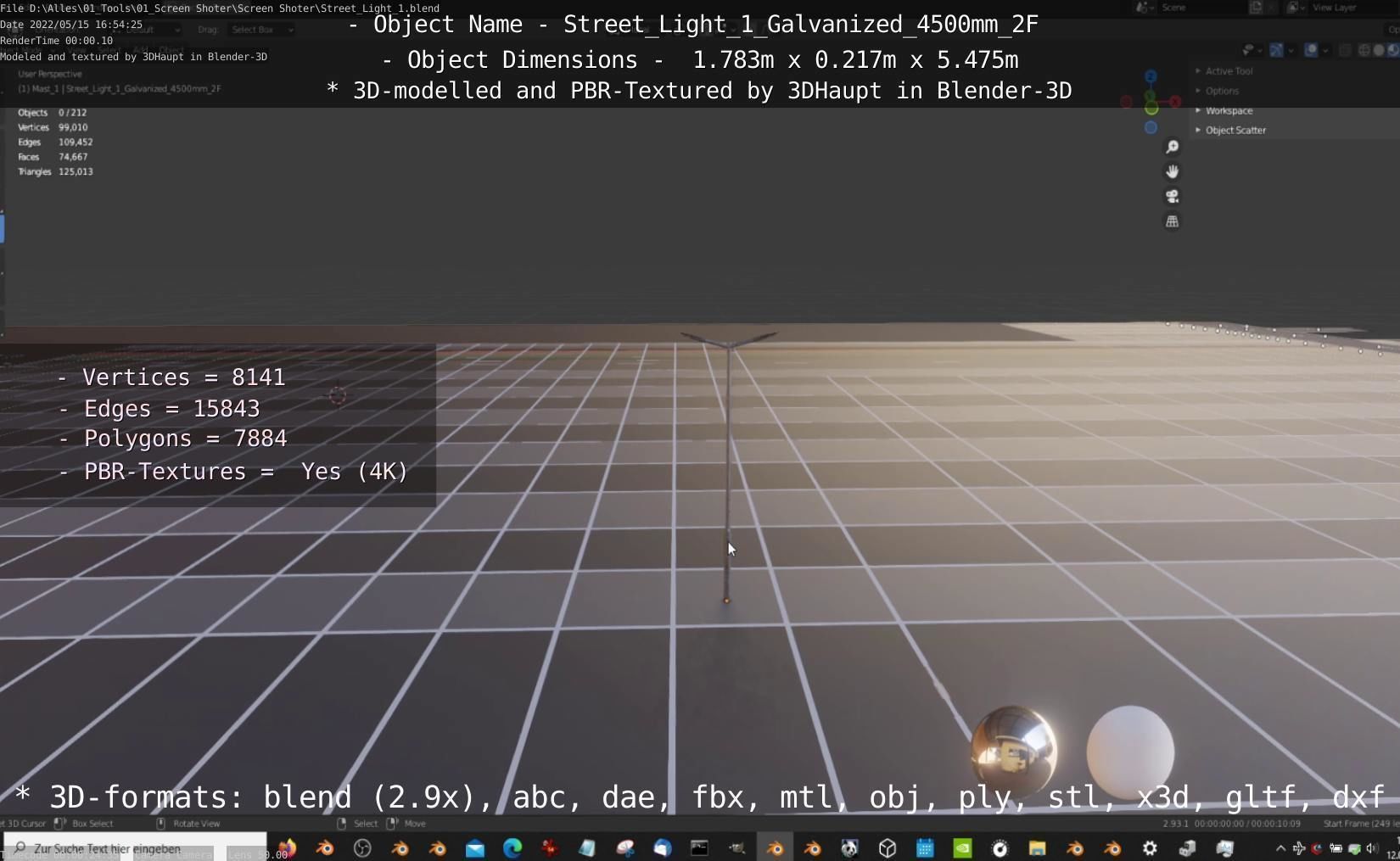 Street Light 1 Galvanized 4500mm 2F Low-poly 3D model_80