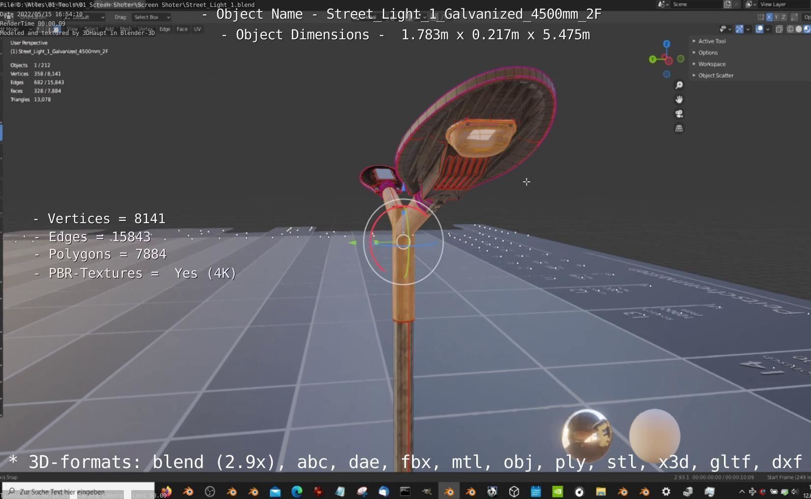 Street Light 1 Galvanized 4500mm 2F Low-poly 3D model_52