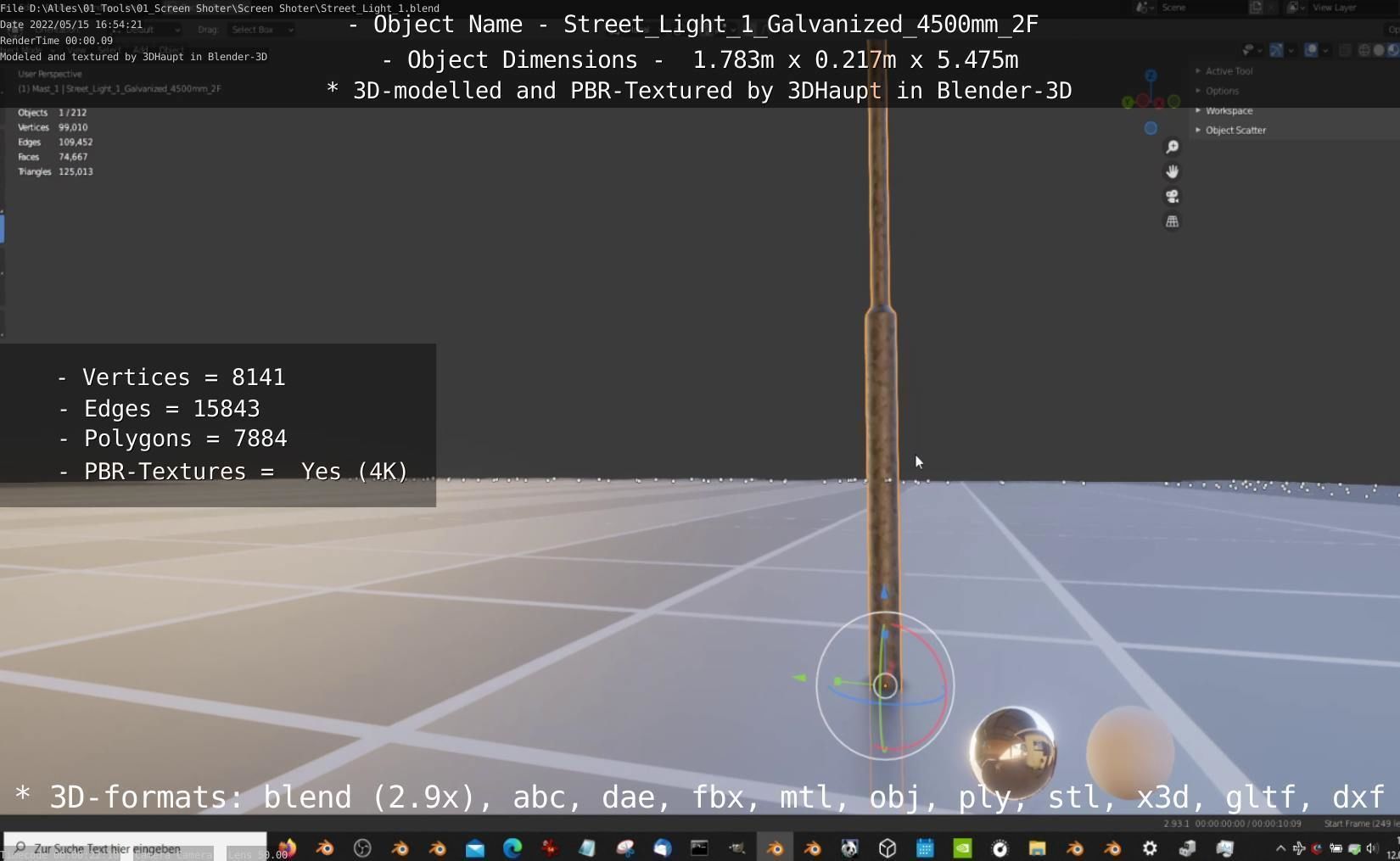 Street Light 1 Galvanized 4500mm 2F Low-poly 3D model_73