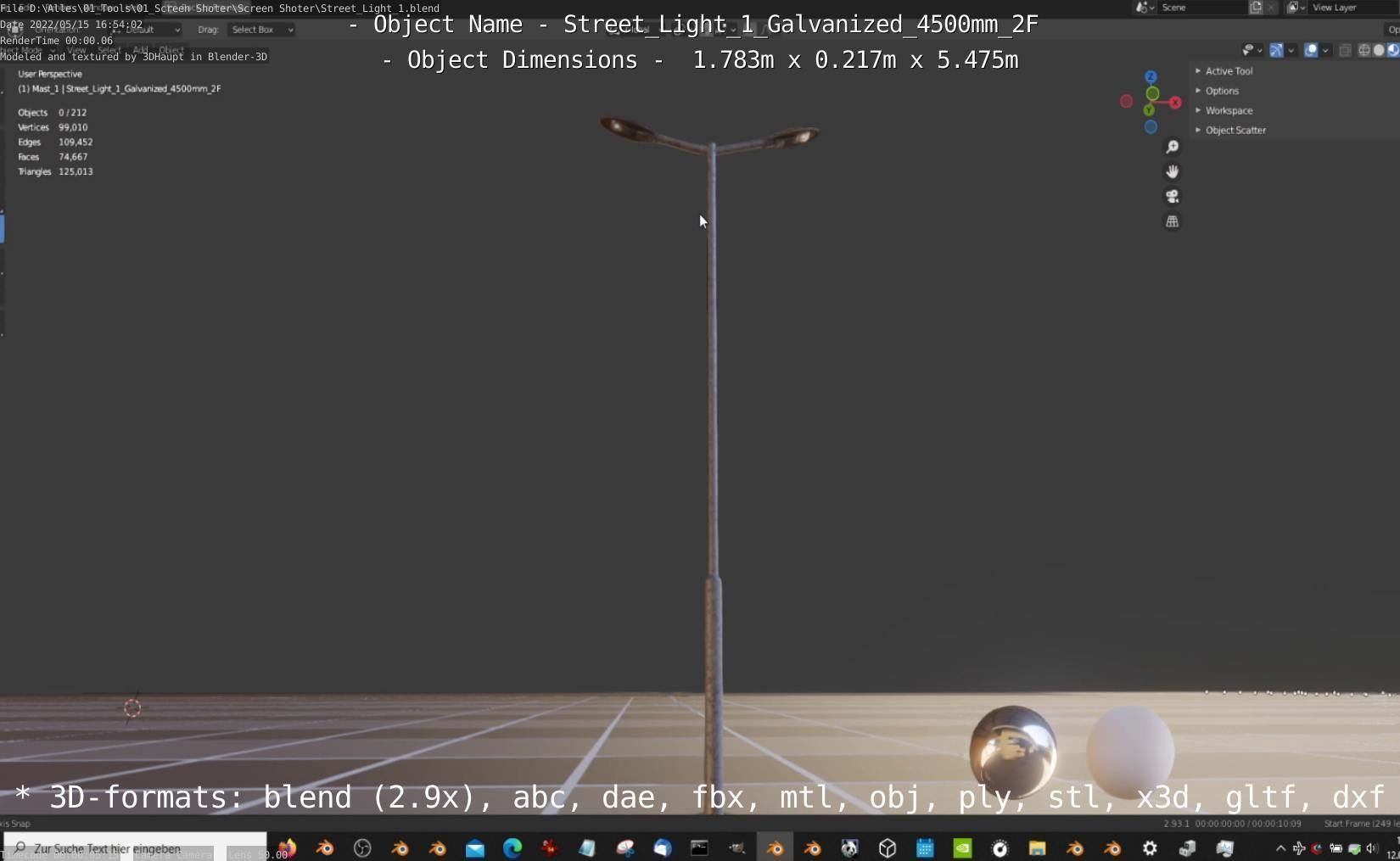 Street Light 1 Galvanized 4500mm 2F Low-poly 3D model_28