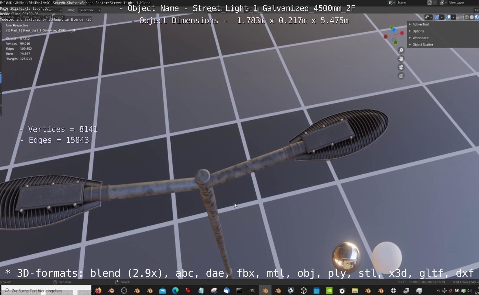 Street Light 1 Galvanized 4500mm 2F Low-poly 3D model_21