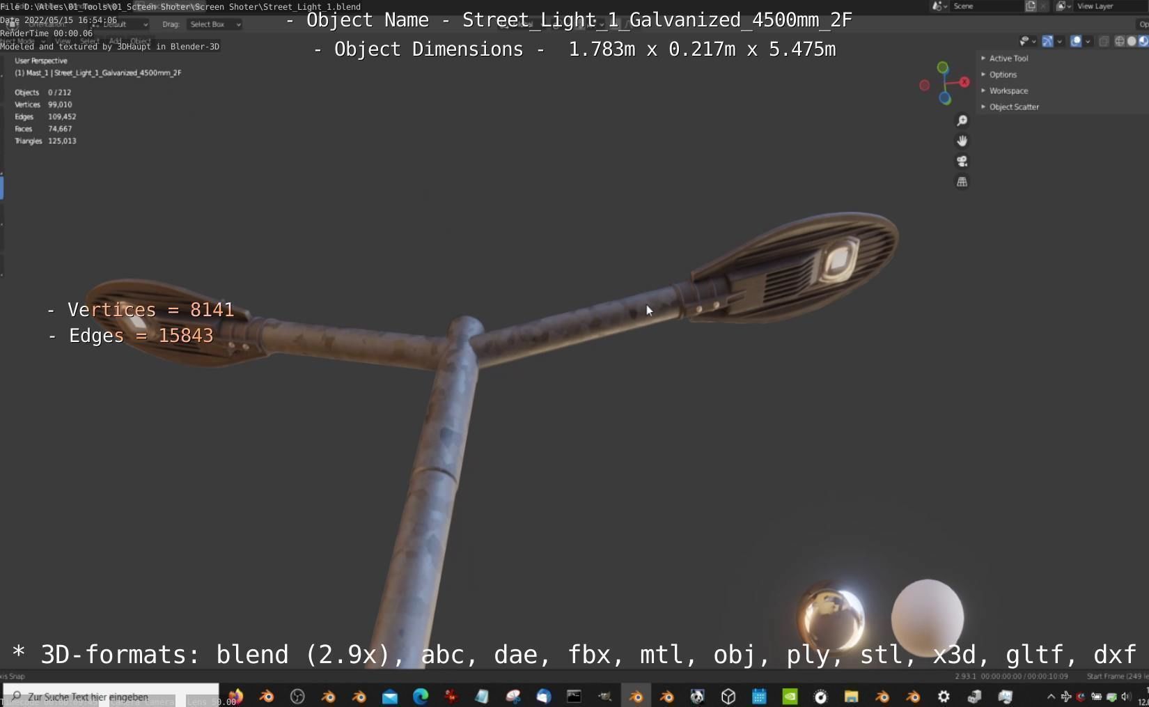 Street Light 1 Galvanized 4500mm 2F Low-poly 3D model_40