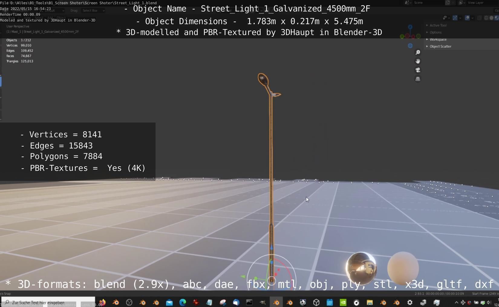 Street Light 1 Galvanized 4500mm 2F Low-poly 3D model_76