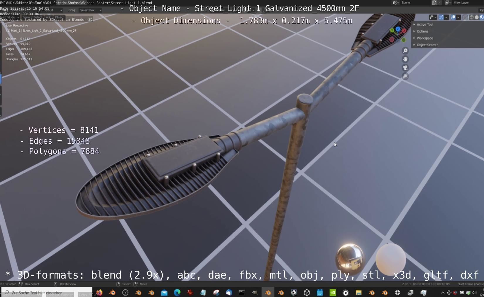 Street Light 1 Galvanized 4500mm 2F Low-poly 3D model_23