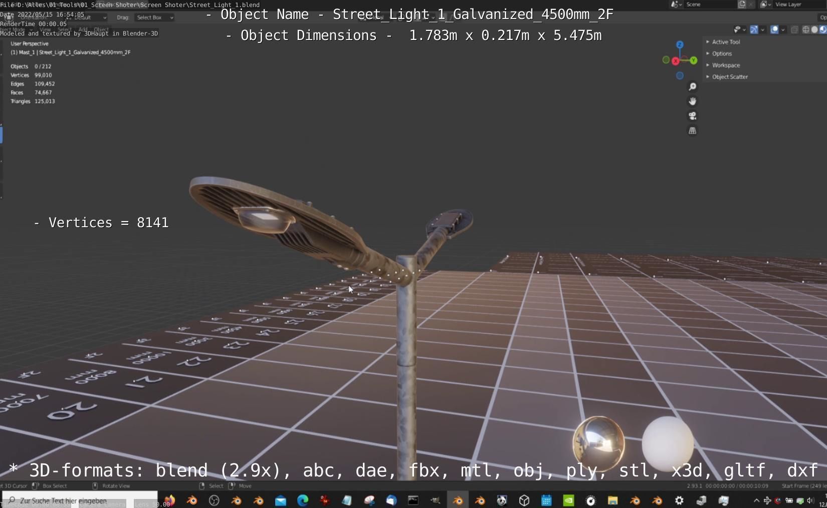 Street Light 1 Galvanized 4500mm 2F Low-poly 3D model_38