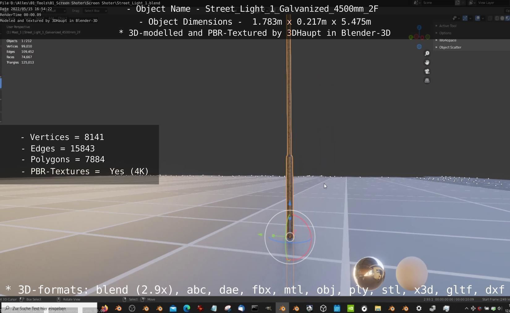 Street Light 1 Galvanized 4500mm 2F Low-poly 3D model_74