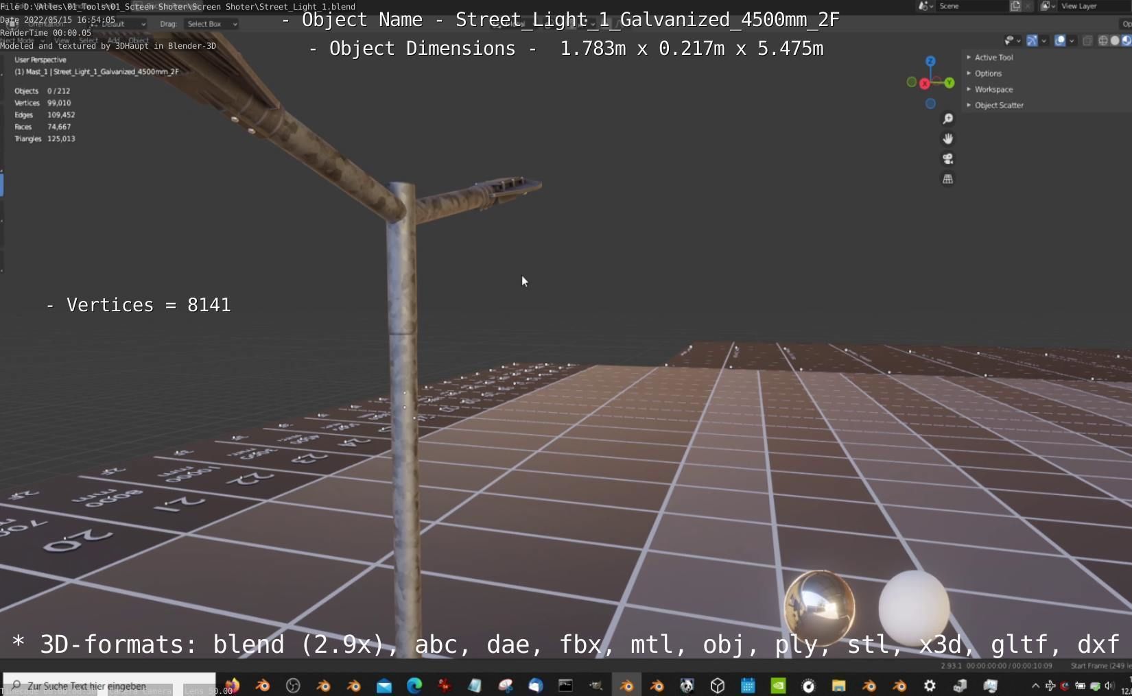 Street Light 1 Galvanized 4500mm 2F Low-poly 3D model_37