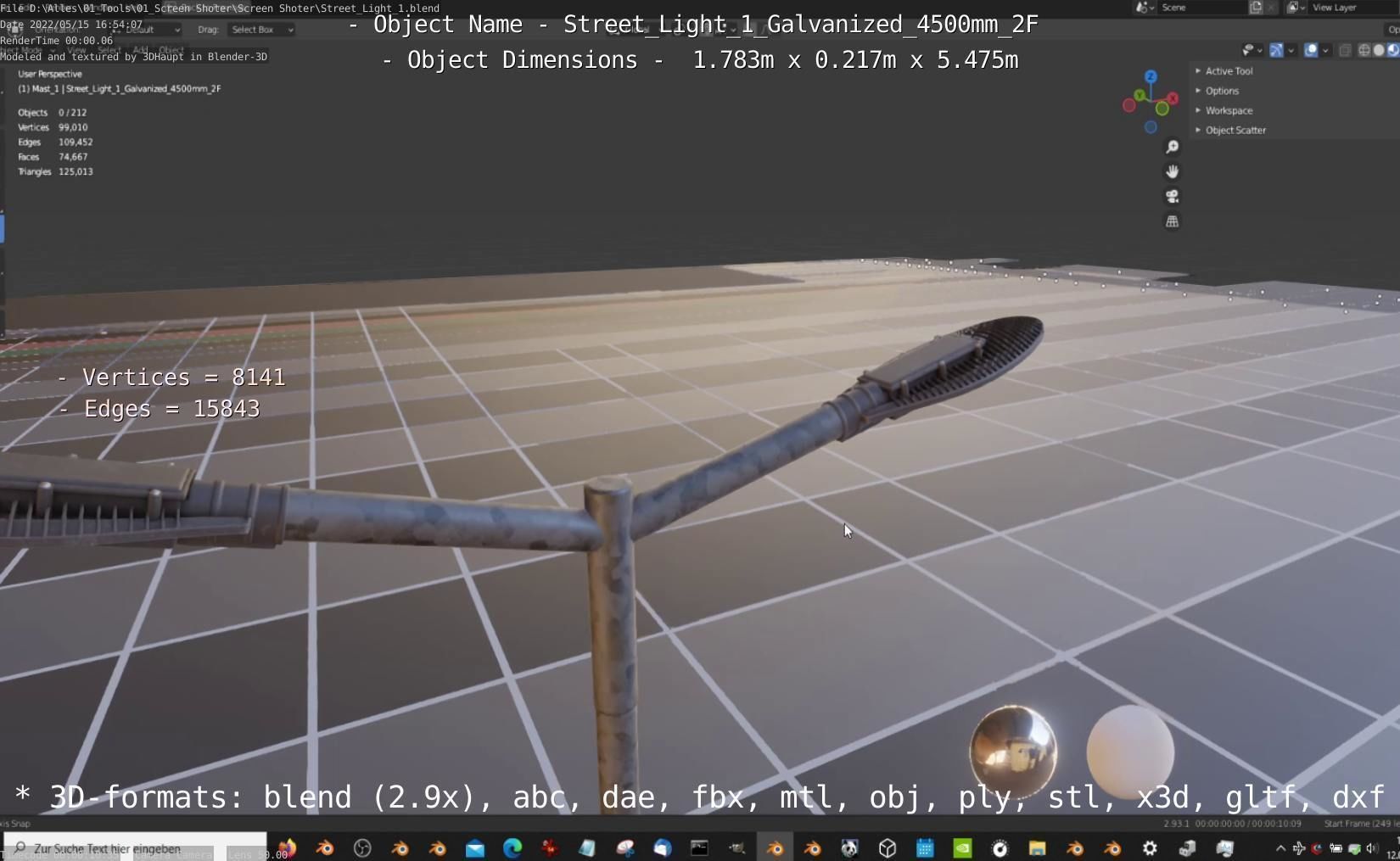 Street Light 1 Galvanized 4500mm 2F Low-poly 3D model_42