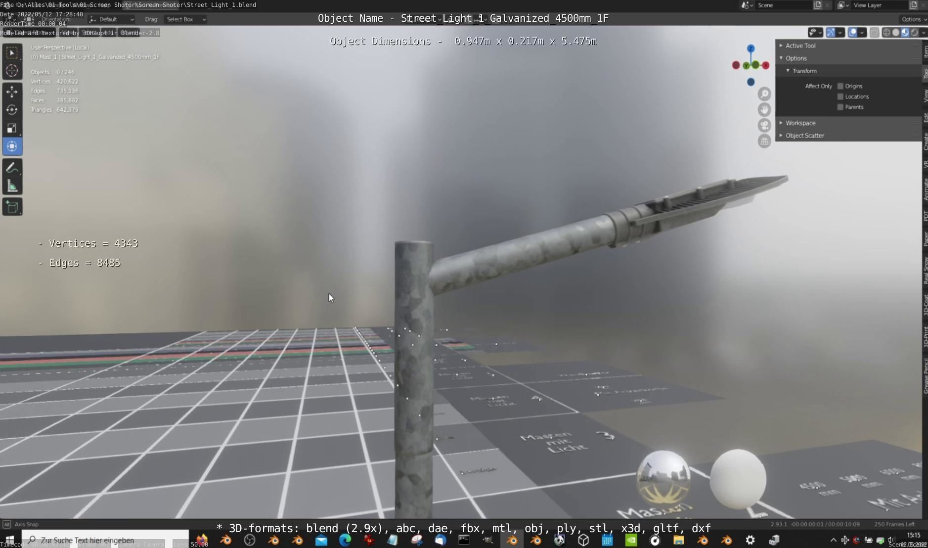 Street Light 1 Galvanized 4500mm 1F Low-poly 3D model_3