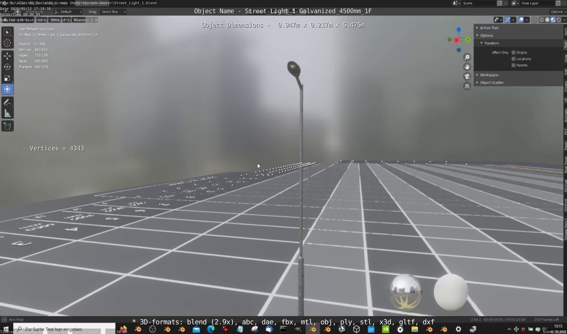 Street Light 1 Galvanized 4500mm 1F Low-poly 3D model_15