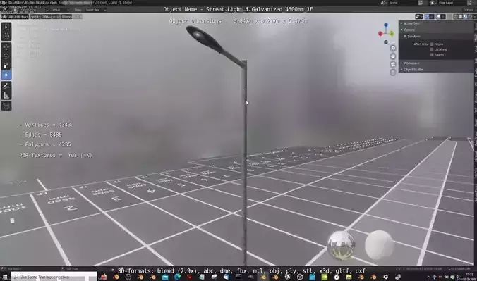 Street Light 1 Galvanized 4500mm 1F Low-poly 3D model