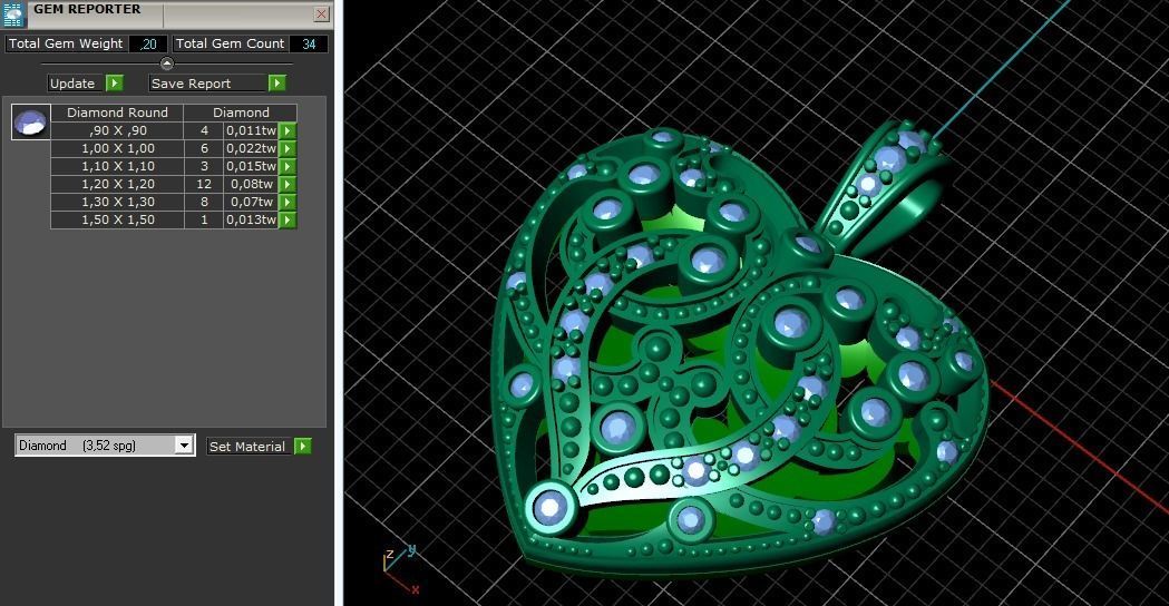 Heart pendant Model 1386 3D print model_3