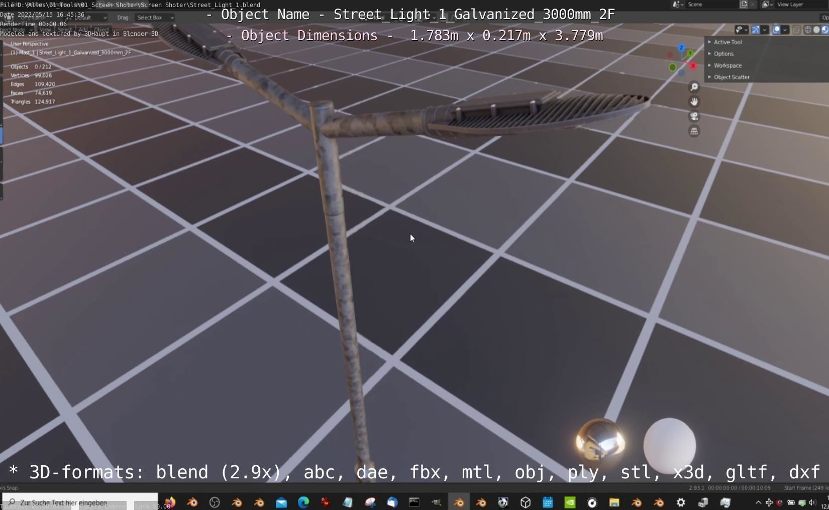 Street Light 1 Galvanized 3000mm 2F Low-poly 3D model_26