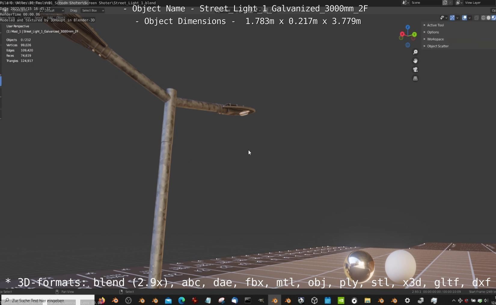 Street Light 1 Galvanized 3000mm 2F Low-poly 3D model_9