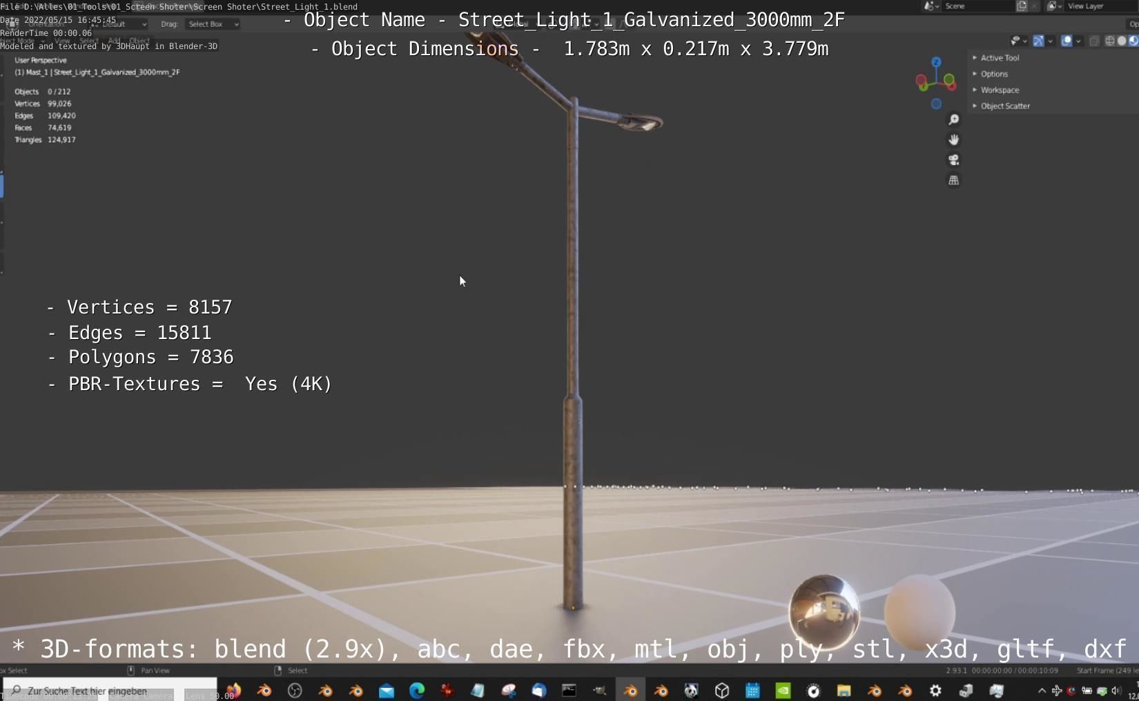 Street Light 1 Galvanized 3000mm 2F Low-poly 3D model_49