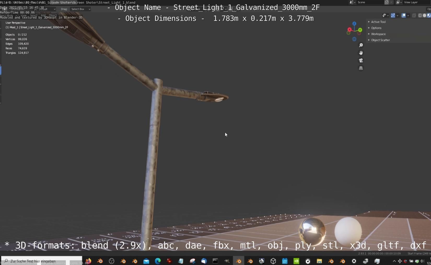 Street Light 1 Galvanized 3000mm 2F Low-poly 3D model_34