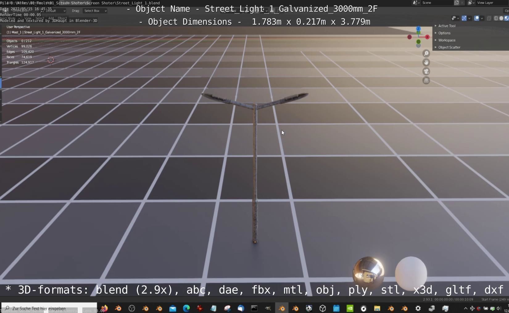 Street Light 1 Galvanized 3000mm 2F Low-poly 3D model_21