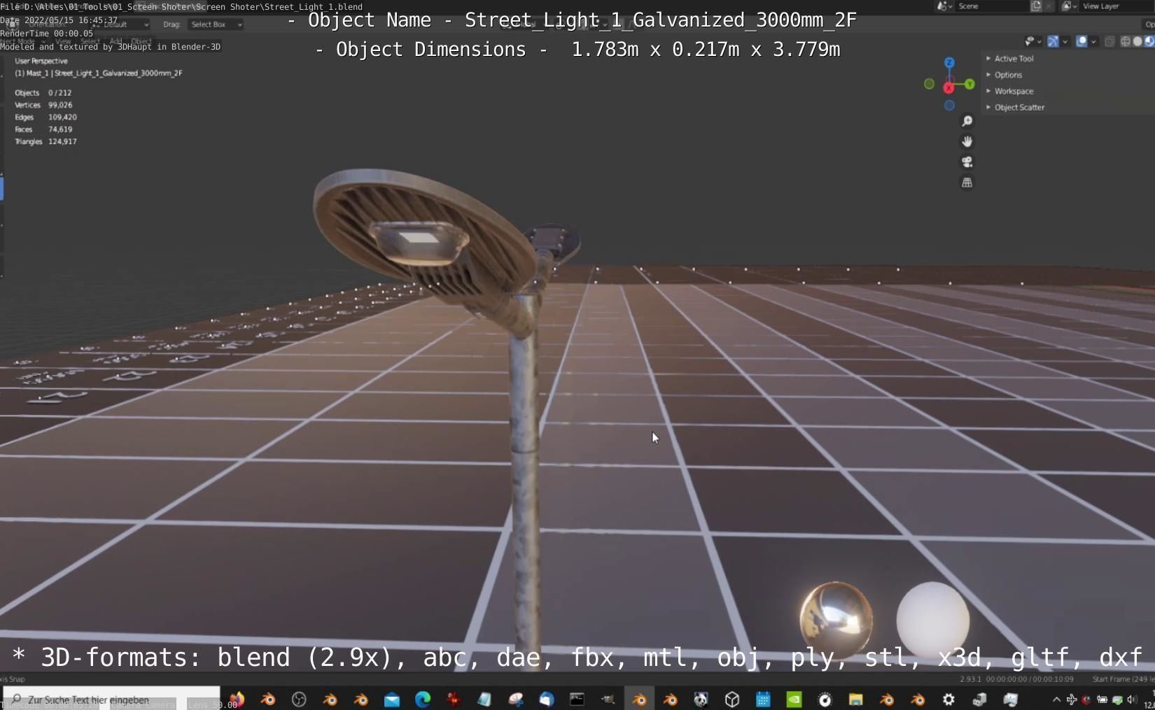 Street Light 1 Galvanized 3000mm 2F Low-poly 3D model_8