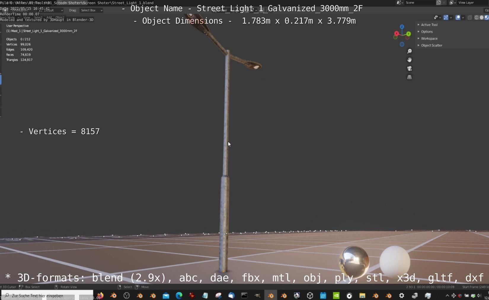 Street Light 1 Galvanized 3000mm 2F Low-poly 3D model_50