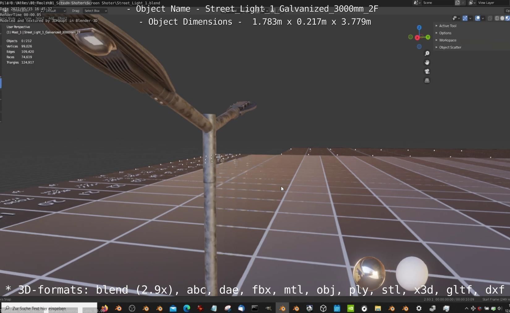 Street Light 1 Galvanized 3000mm 2F Low-poly 3D model_33