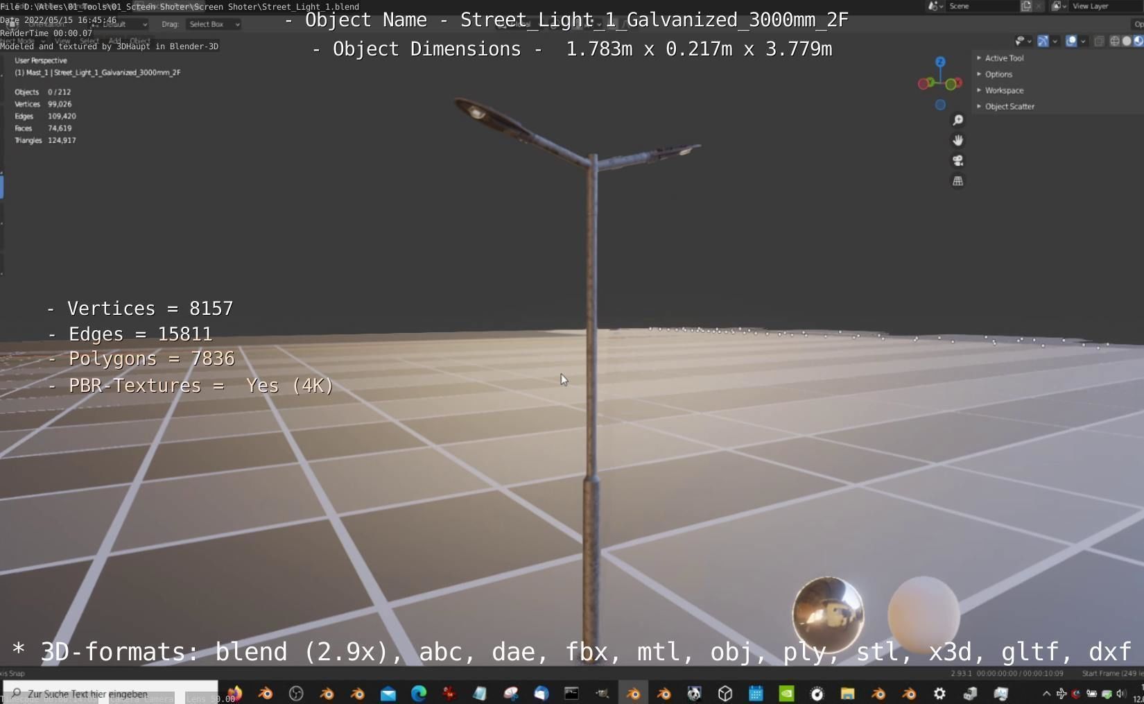 Street Light 1 Galvanized 3000mm 2F Low-poly 3D model_54