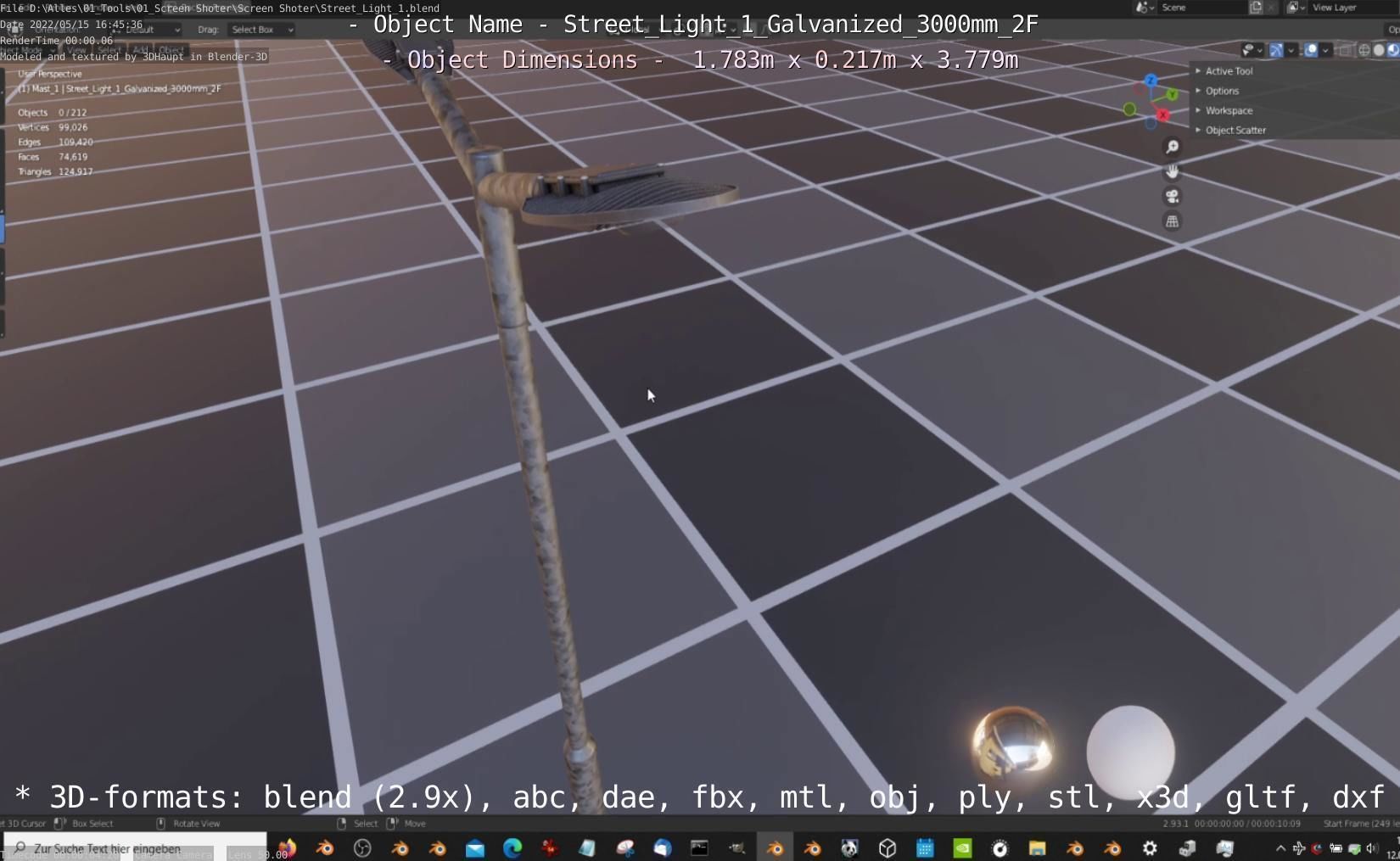 Street Light 1 Galvanized 3000mm 2F Low-poly 3D model_36