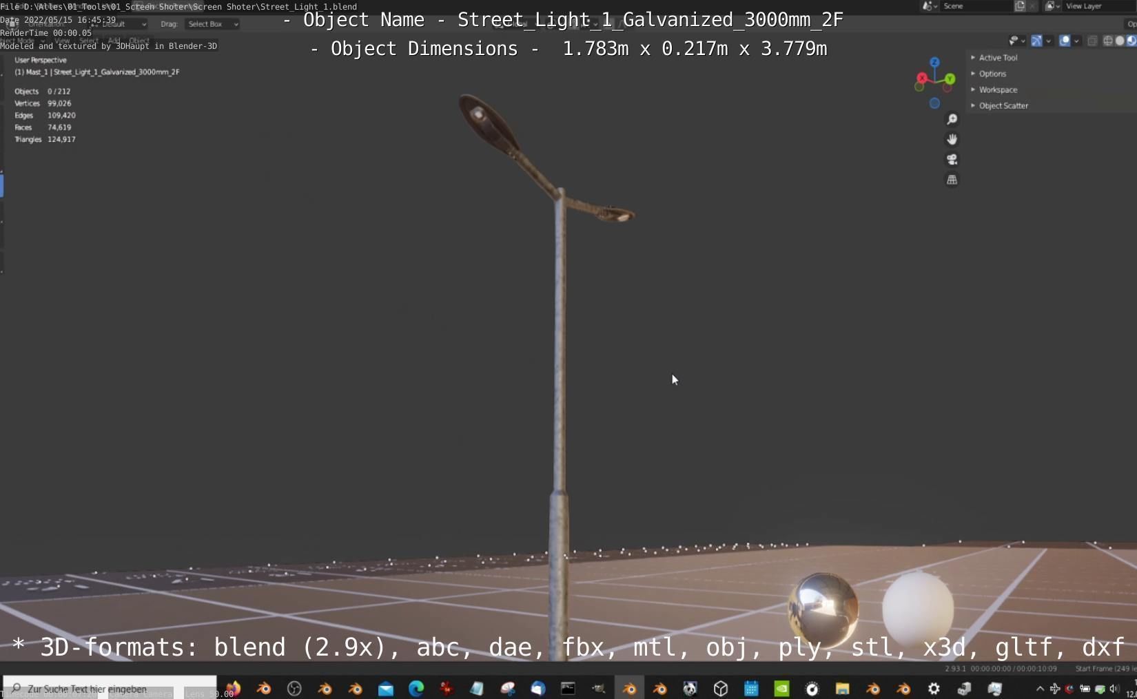 Street Light 1 Galvanized 3000mm 2F Low-poly 3D model_37