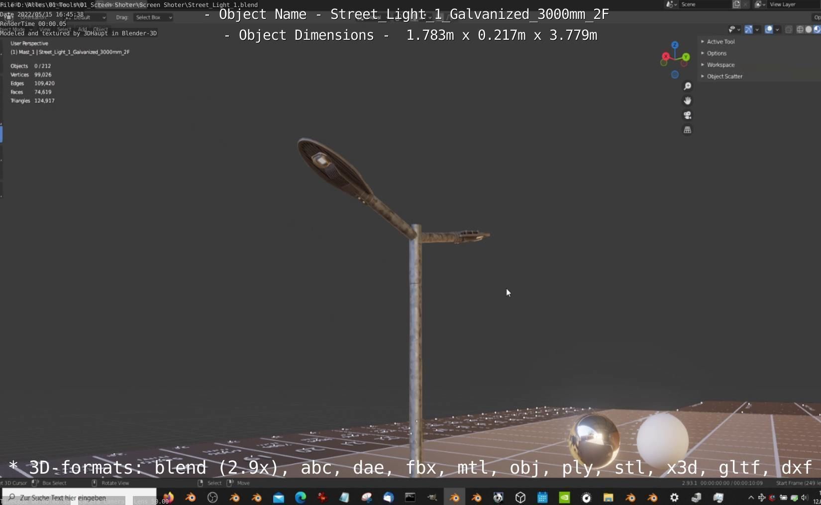 Street Light 1 Galvanized 3000mm 2F Low-poly 3D model_32