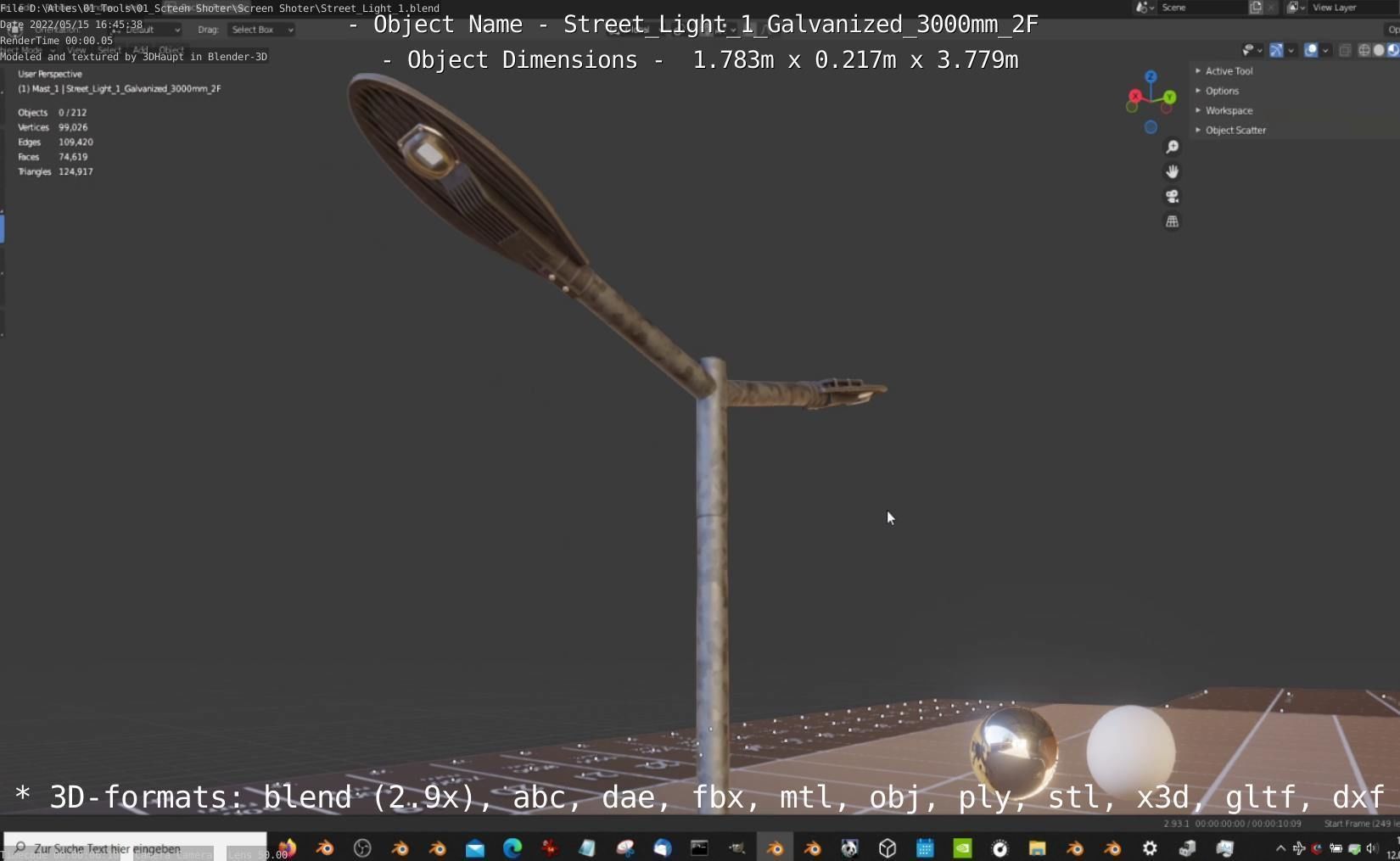 Street Light 1 Galvanized 3000mm 2F Low-poly 3D model_30