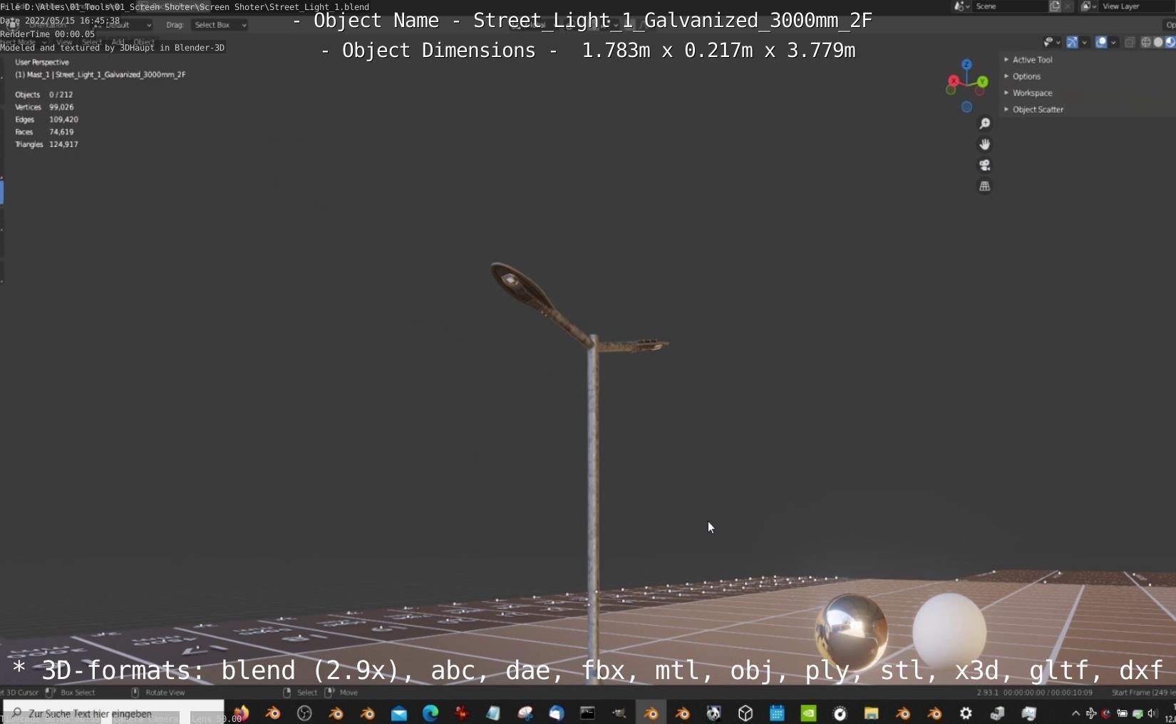 Street Light 1 Galvanized 3000mm 2F Low-poly 3D model_35