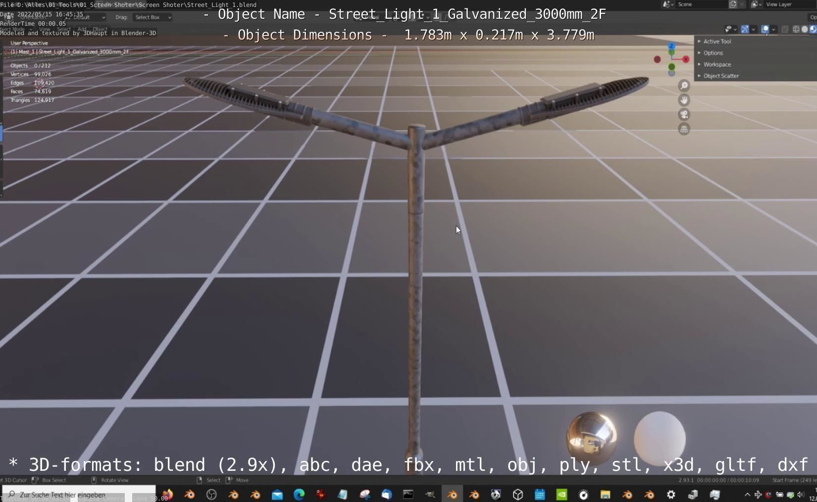 Street Light 1 Galvanized 3000mm 2F Low-poly 3D model_23