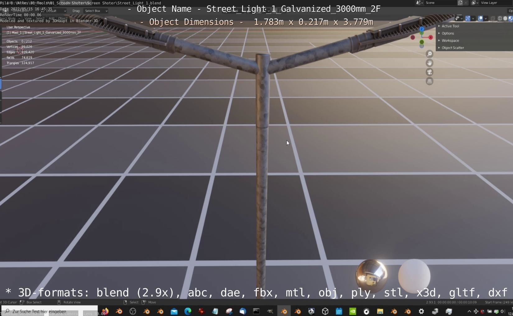 Street Light 1 Galvanized 3000mm 2F Low-poly 3D model_25