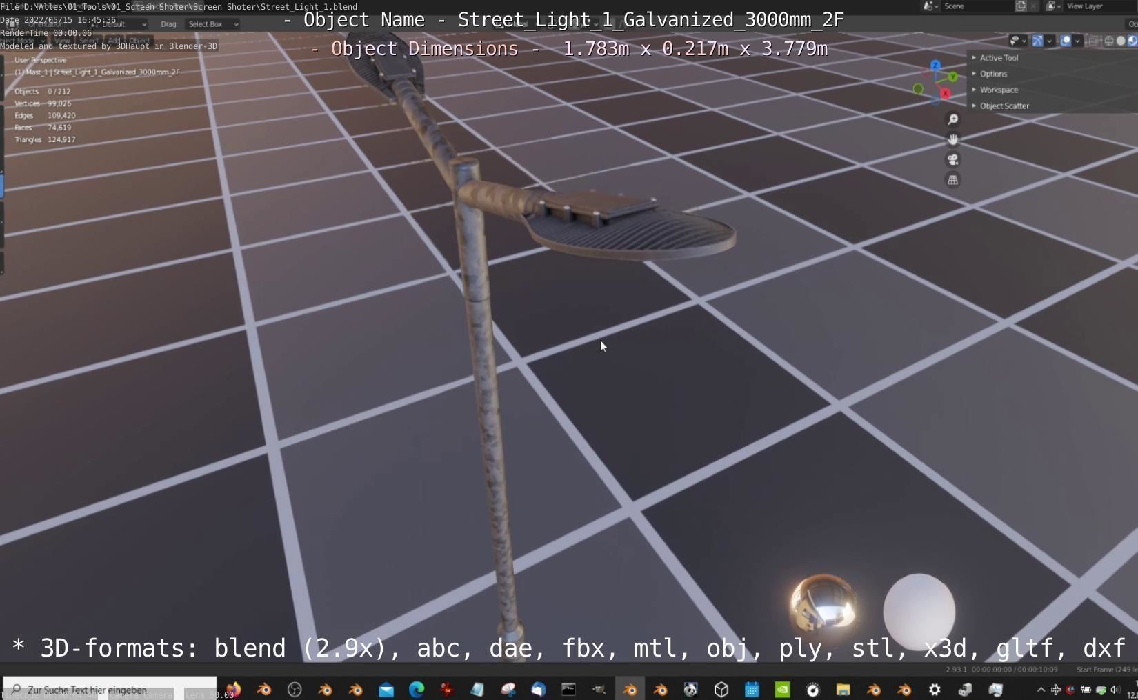 Street Light 1 Galvanized 3000mm 2F Low-poly 3D model_28