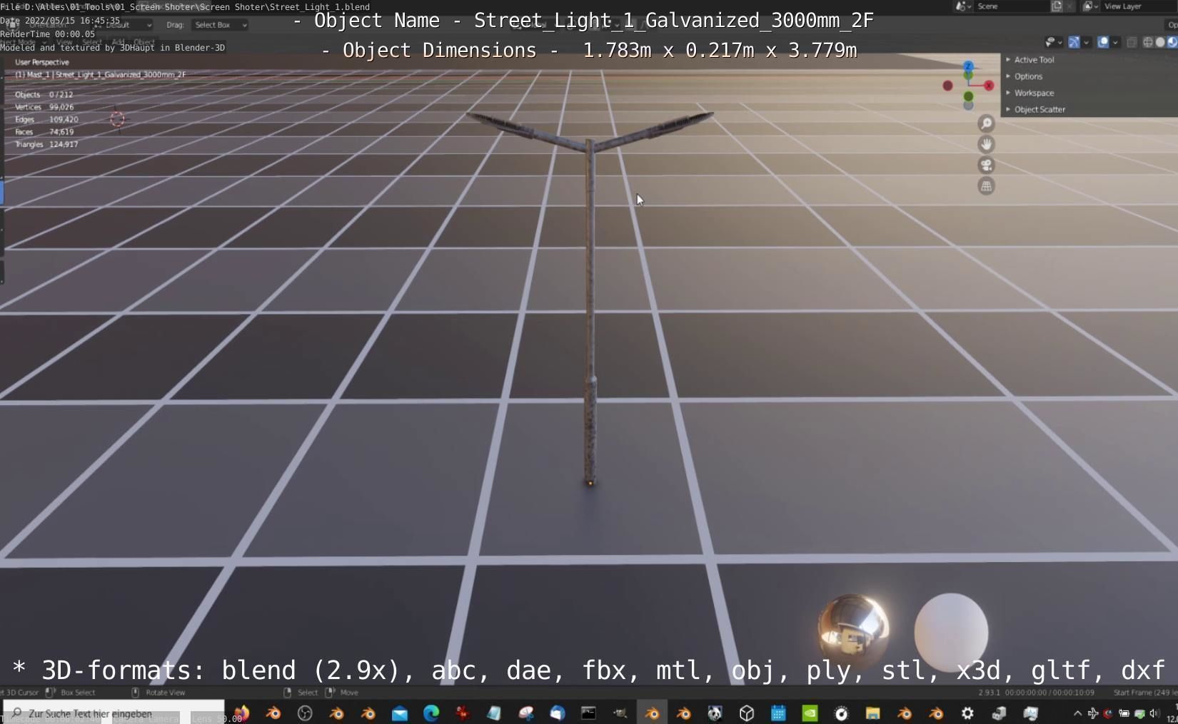 Street Light 1 Galvanized 3000mm 2F Low-poly 3D model_27