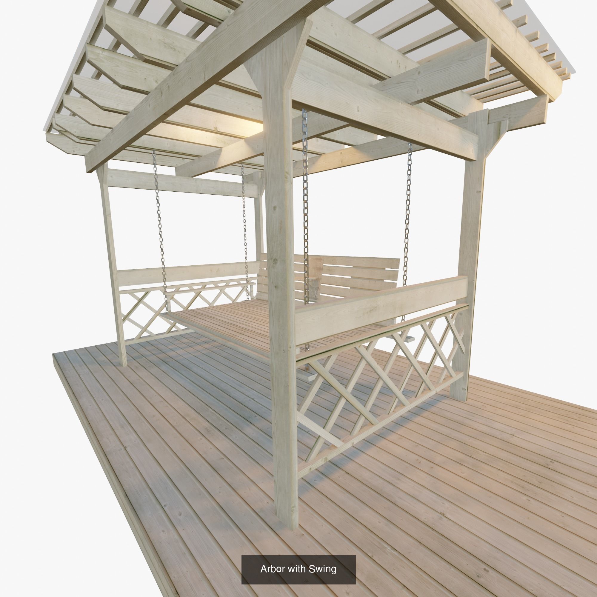 Wooden Pergola 3D Model Collection_1
