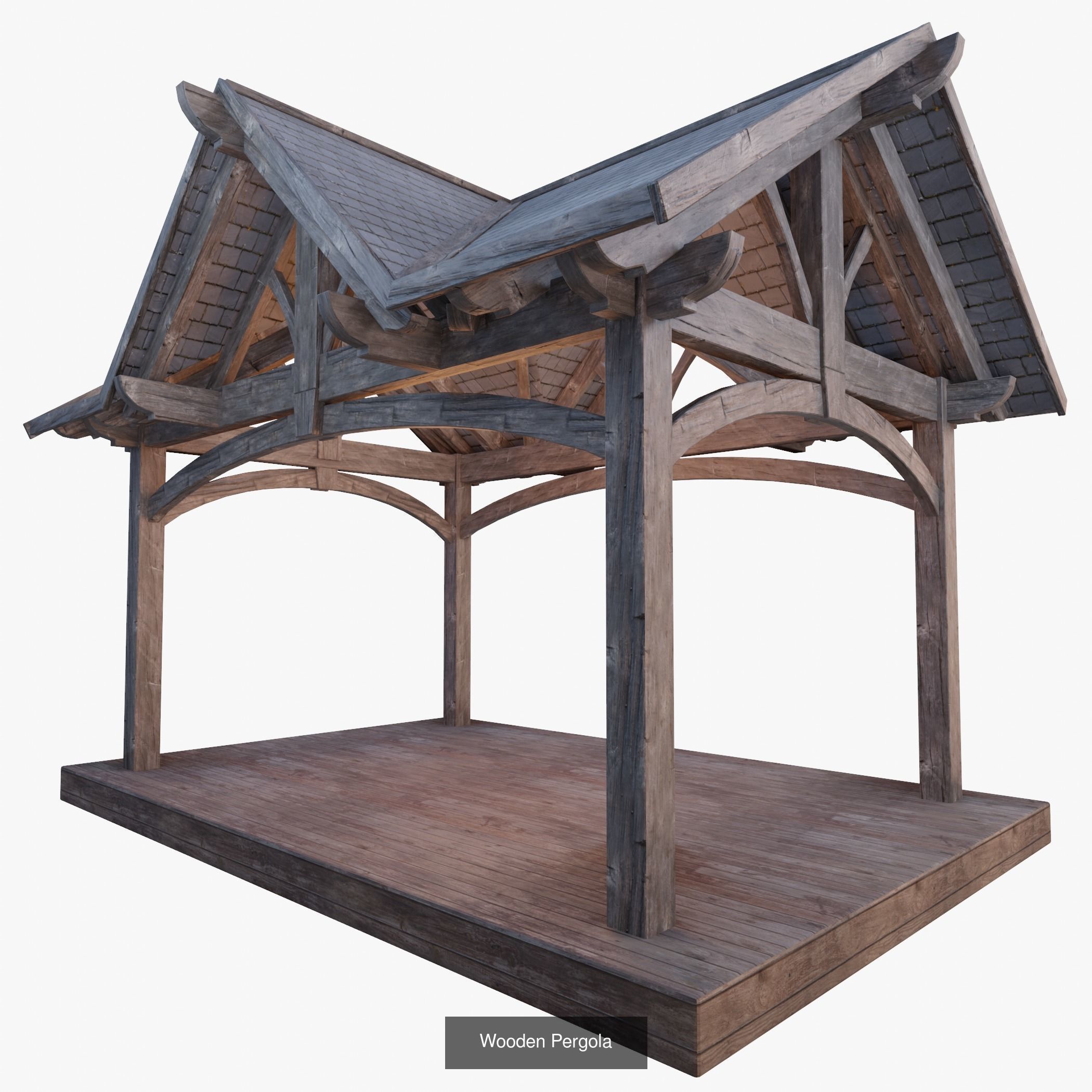 Wooden Pergola 3D Model Collection_2