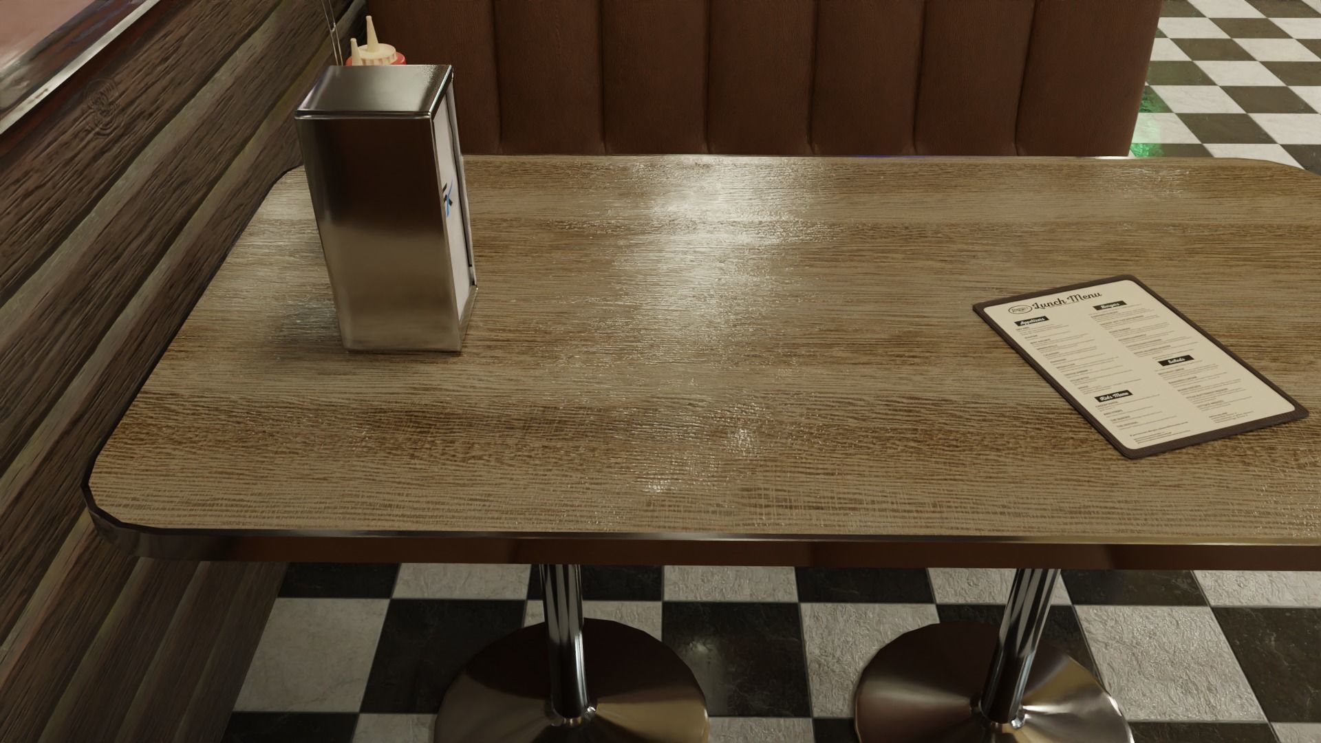 restaurant retro diner interior design 3D model_19