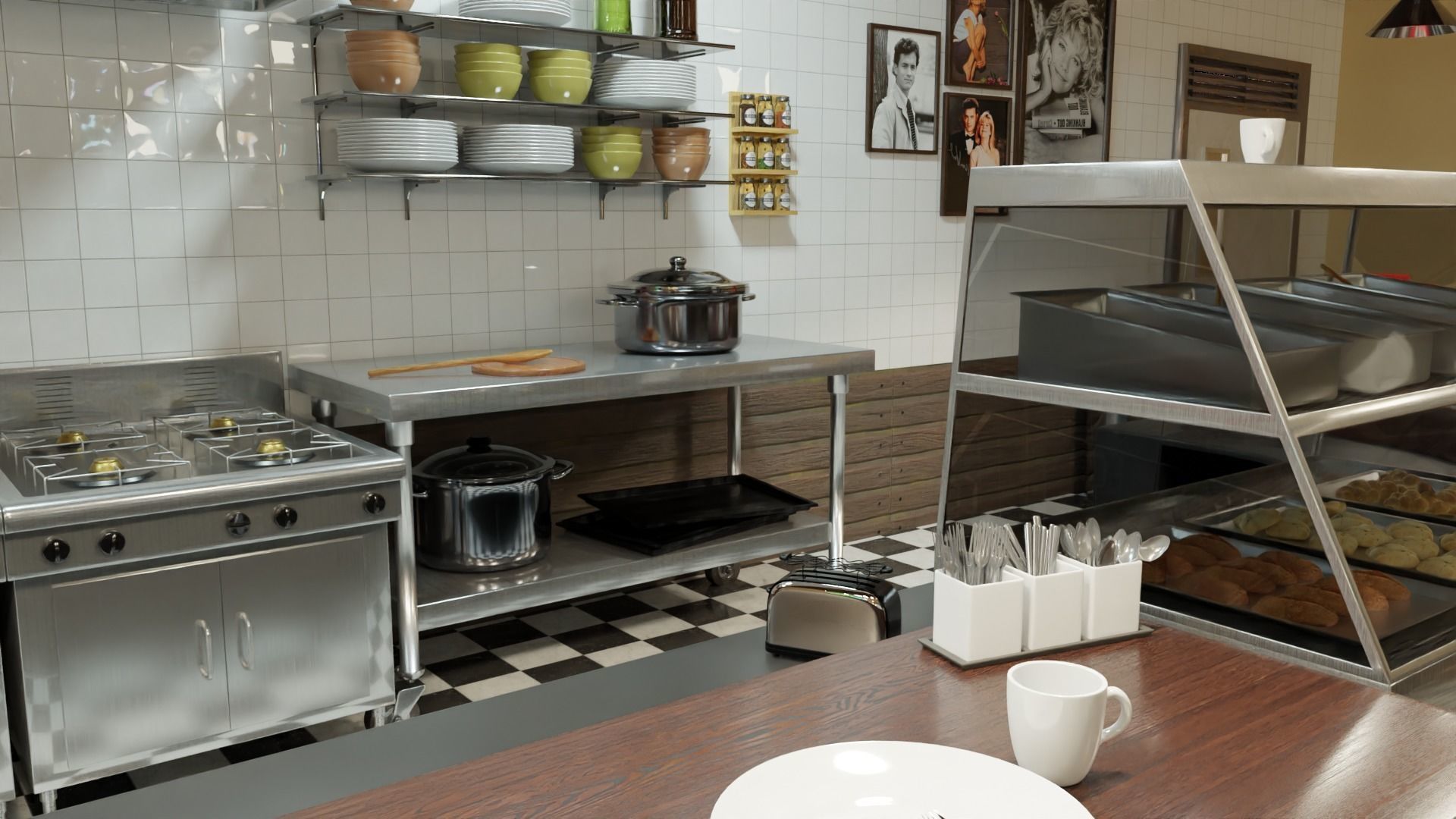 restaurant retro diner interior design 3D model_16