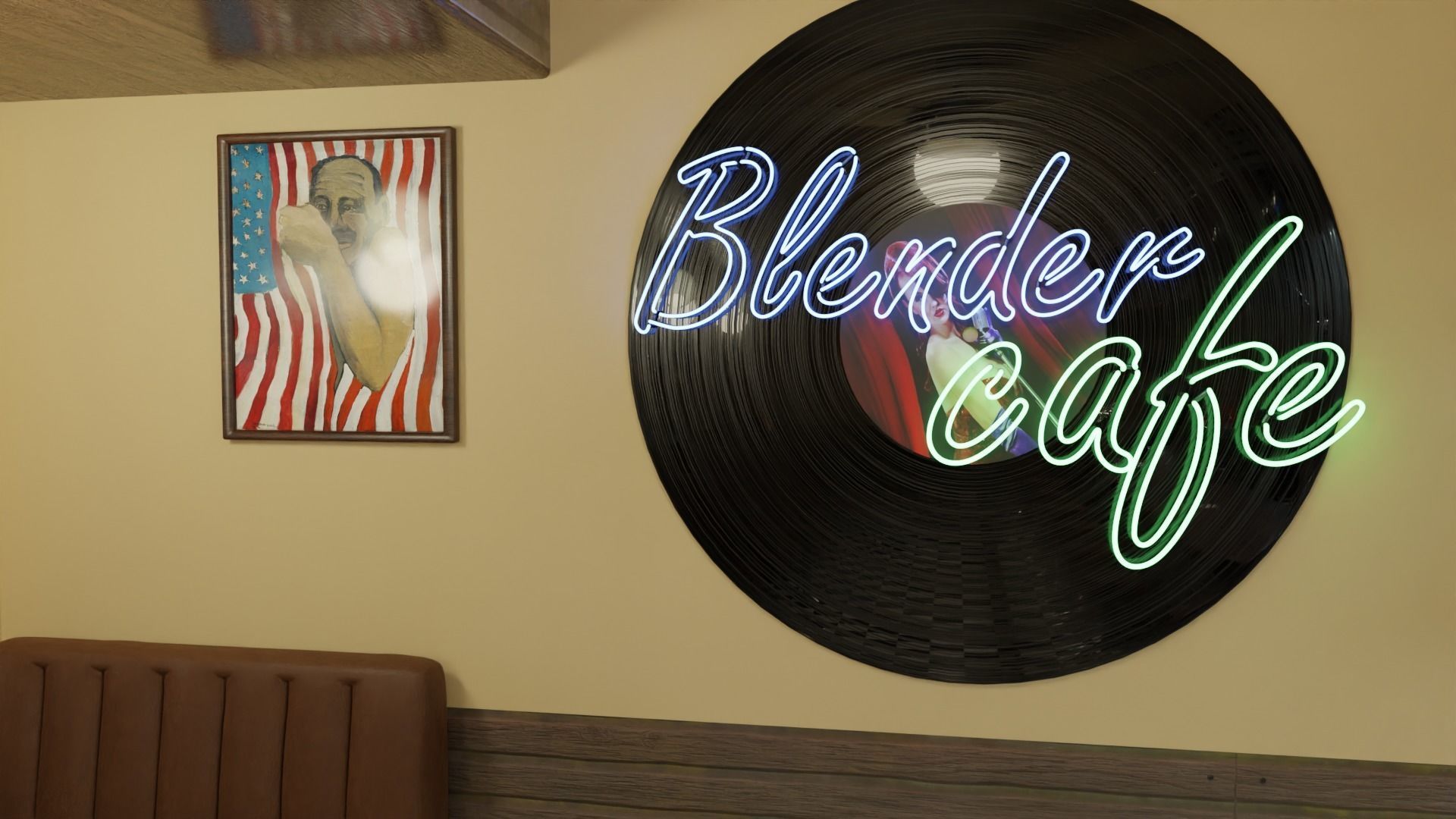 restaurant retro diner interior design 3D model_13