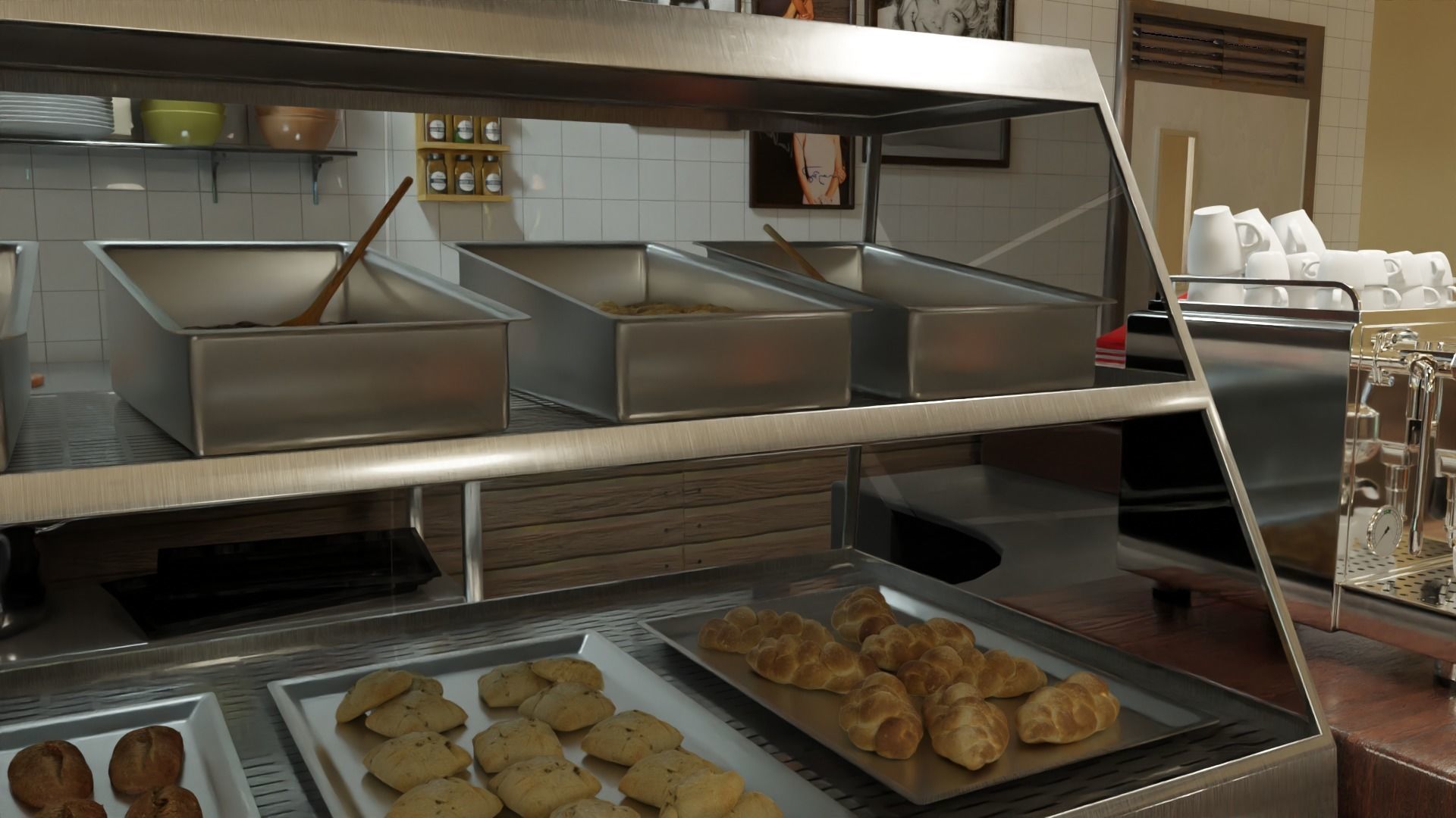 restaurant retro diner interior design 3D model_18