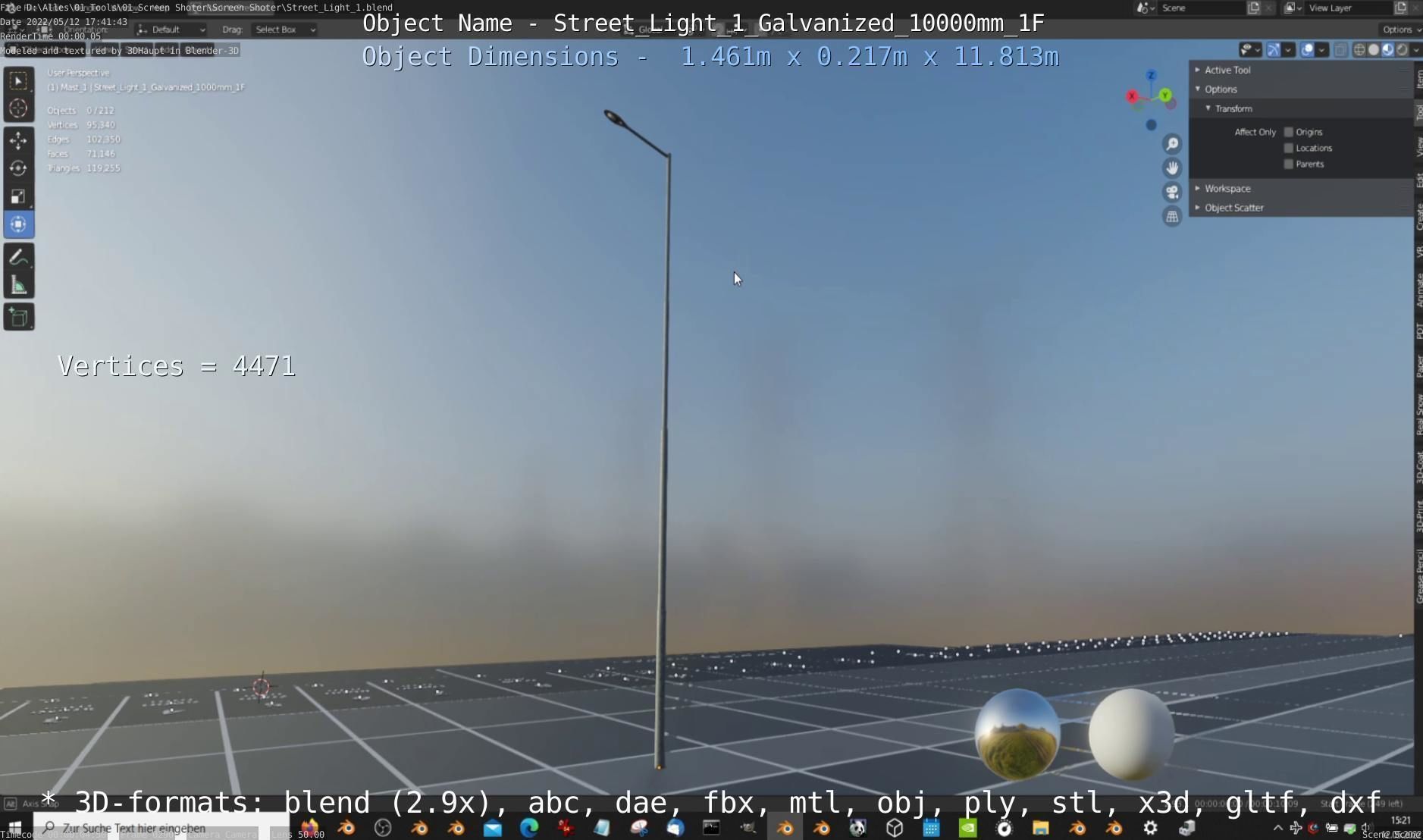 Street Light 1 Galvanized 10000mm 1F Low-poly 3D model_4