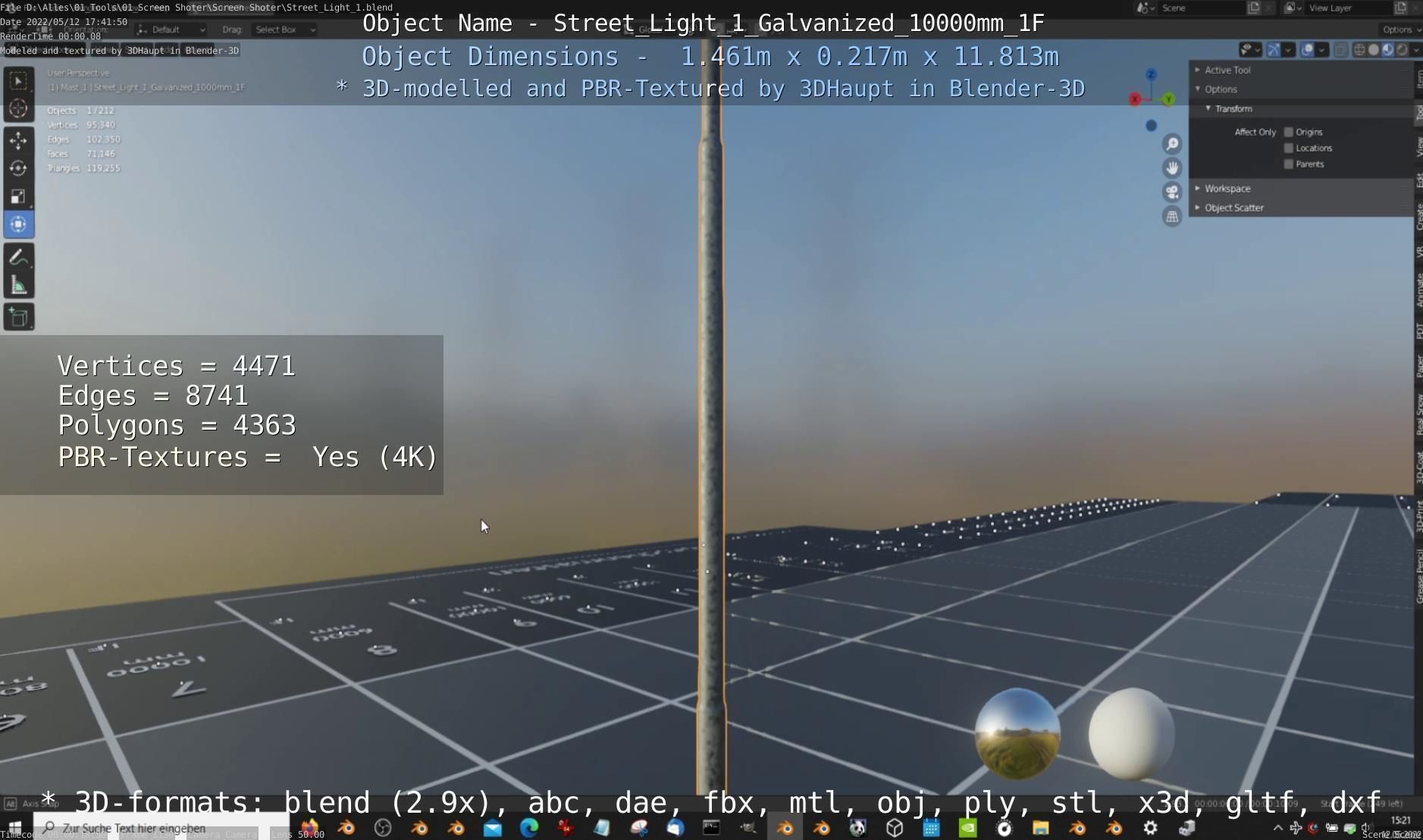 Street Light 1 Galvanized 10000mm 1F Low-poly 3D model_9