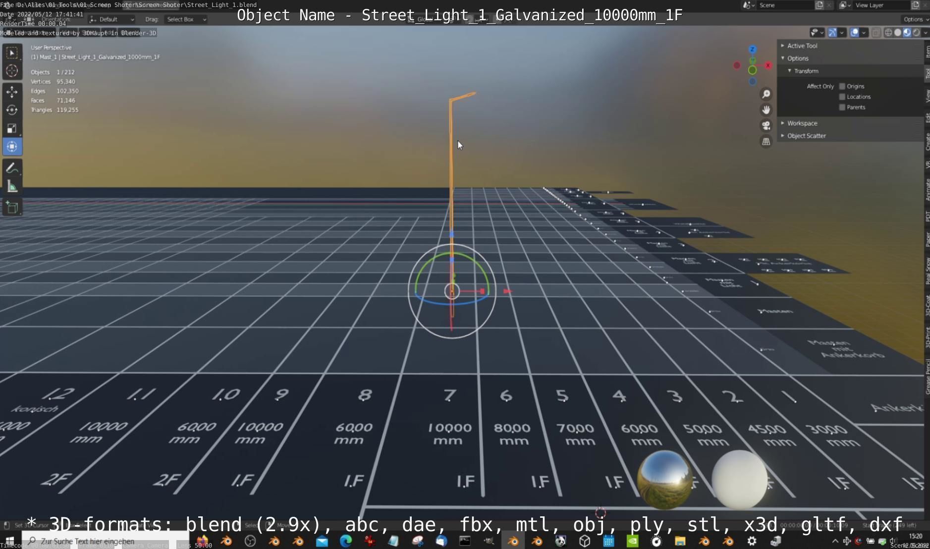 Street Light 1 Galvanized 10000mm 1F Low-poly 3D model_12