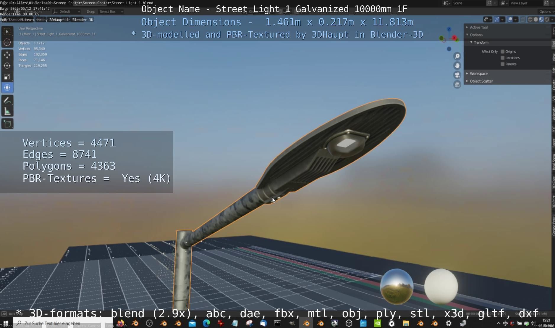 Street Light 1 Galvanized 10000mm 1F Low-poly 3D model_2