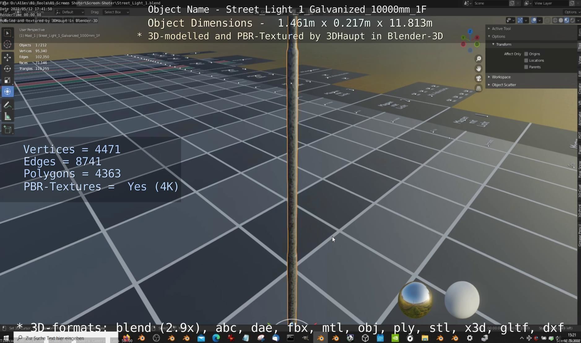 Street Light 1 Galvanized 10000mm 1F Low-poly 3D model_8