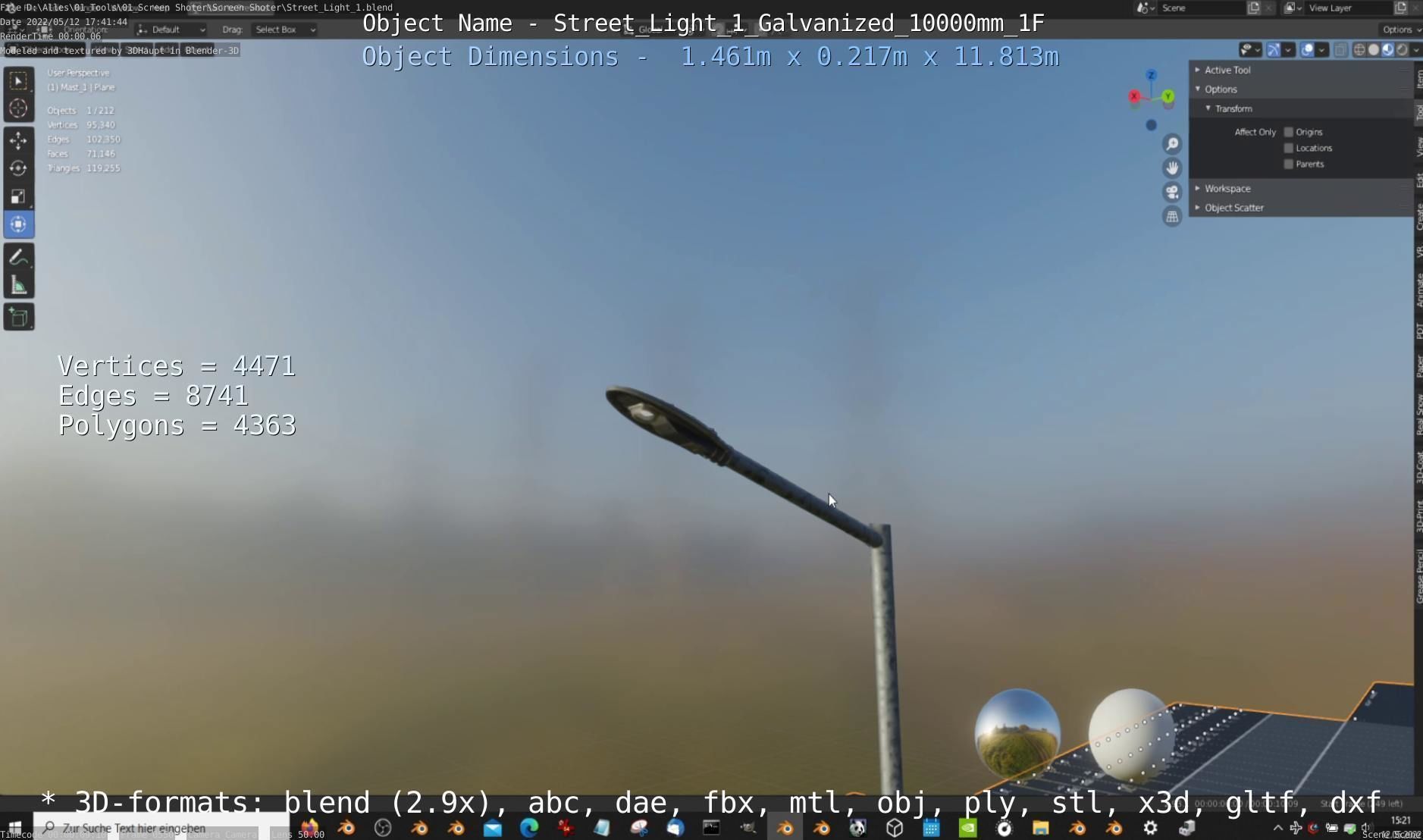 Street Light 1 Galvanized 10000mm 1F Low-poly 3D model_15