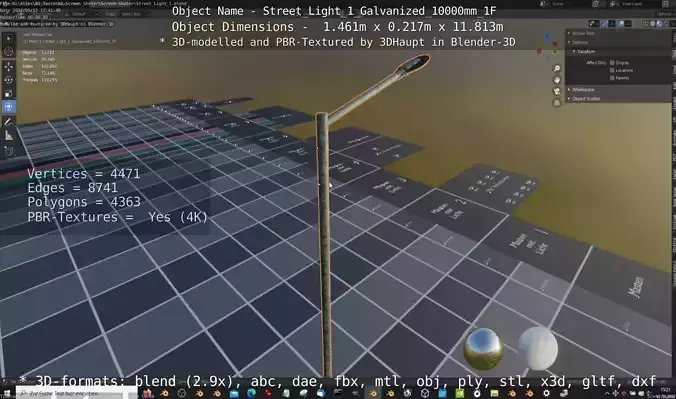 Street Light 1 Galvanized 10000mm 1F Low-poly 3D model