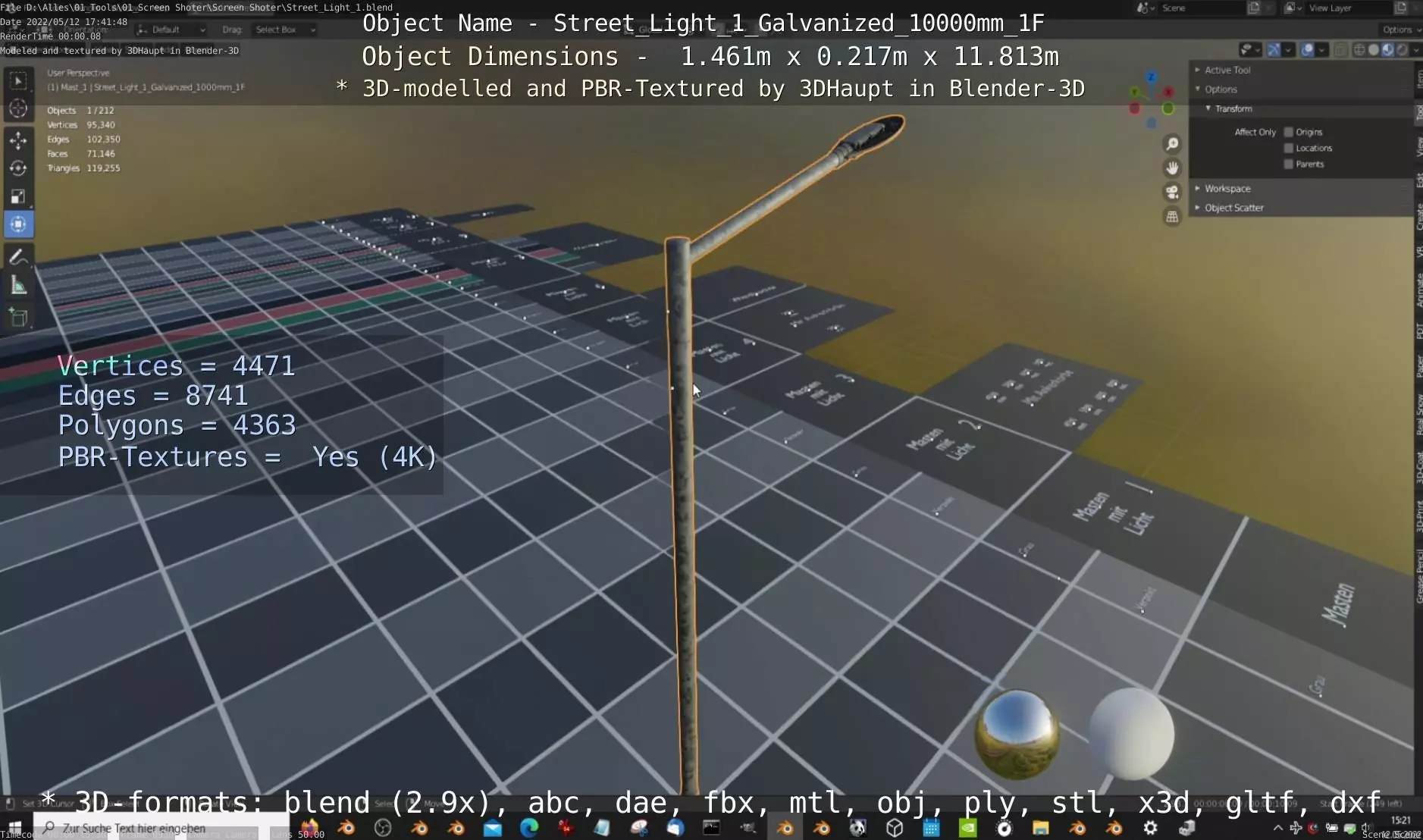 Street Light 1 Galvanized 10000mm 1F Low-poly 3D model_0